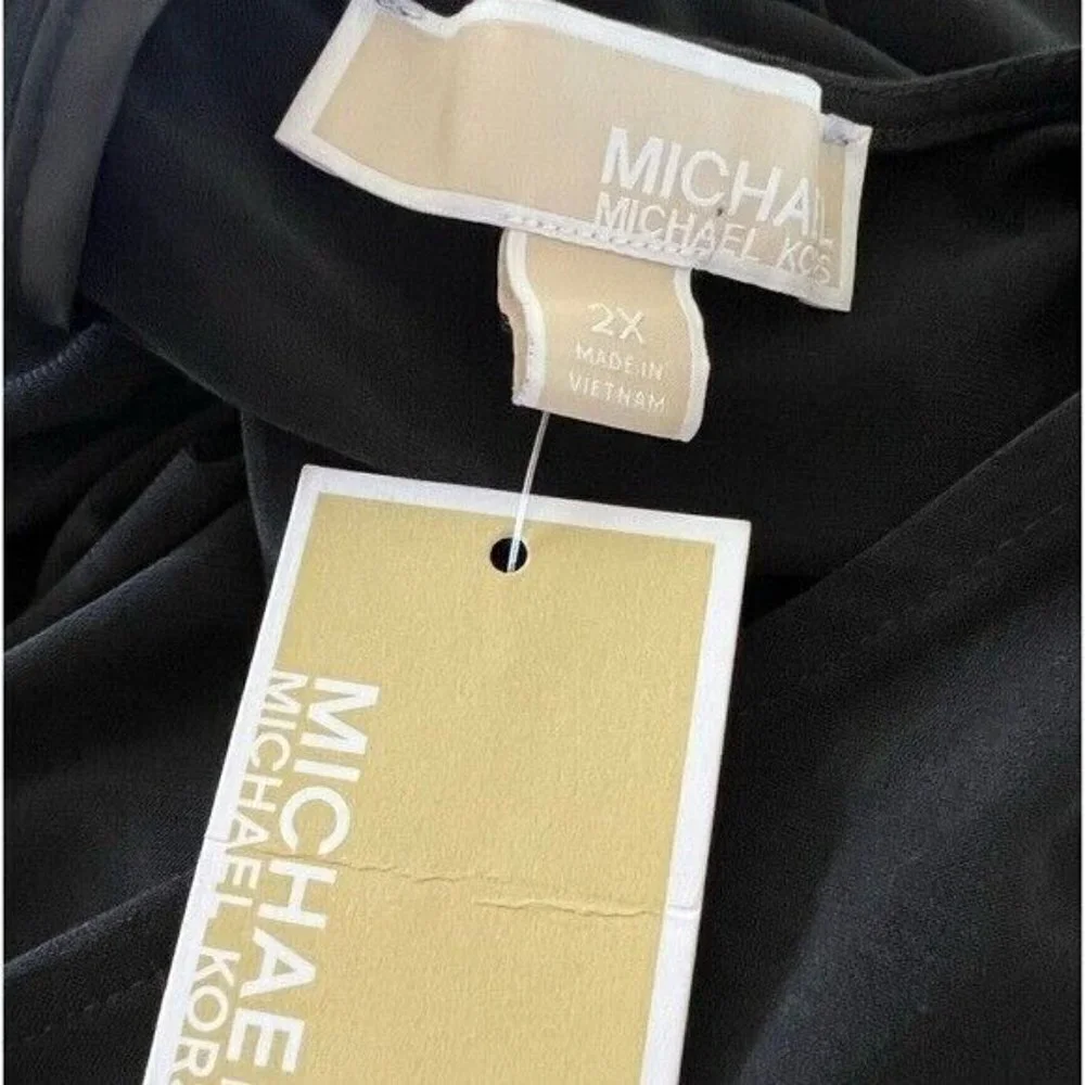 MICHAEL KORS Front Wrap Wide Leg Black Jumpsuit Size 2X NEW
